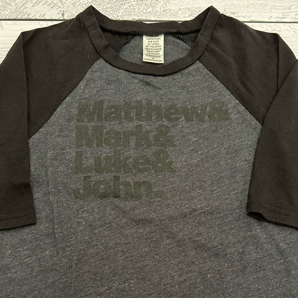 Matthew Mark Luke John Kids Raglan Tee 4 XS - Picture 2 of 5